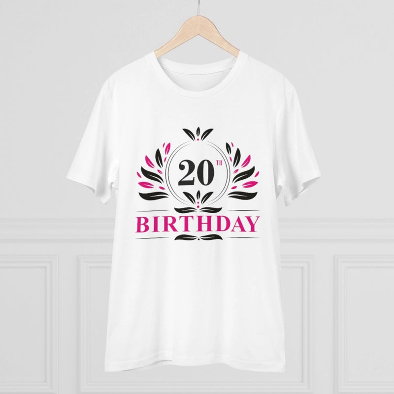 Mayawye Men's PC Cotton 20th Birthday Printed T Shirt (Color: White, Thread Count: 180GSM)