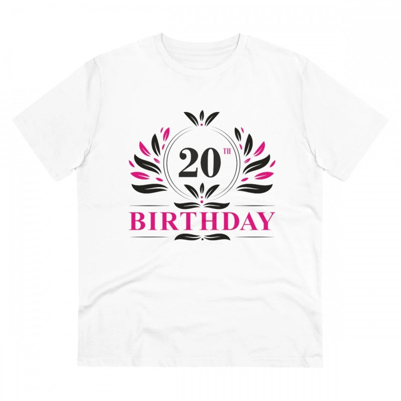 Mayawye Men's PC Cotton 20th Birthday Printed T Shirt (Color: White, Thread Count: 180GSM)
