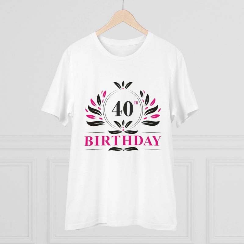 Mayawye Men's PC Cotton 40th Birthday Printed T Shirt (Color: White, Thread Count: 180GSM)