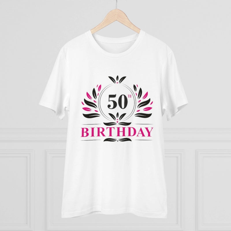 Mayawye Men's PC Cotton 50th Birthday Printed T Shirt (Color: White, Thread Count: 180GSM)