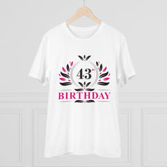 Mayawye Men's PC Cotton 43rd Birthday Printed T Shirt (Color: White, Thread Count: 180GSM)