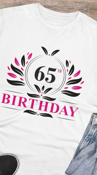 Mayawye Men's PC Cotton 65th Birthday Printed T Shirt (Color: White, Thread Count: 180GSM)