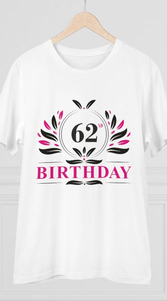 Mayawye Men's PC Cotton 62nd Birthday Printed T Shirt (Color: White, Thread Count: 180GSM)