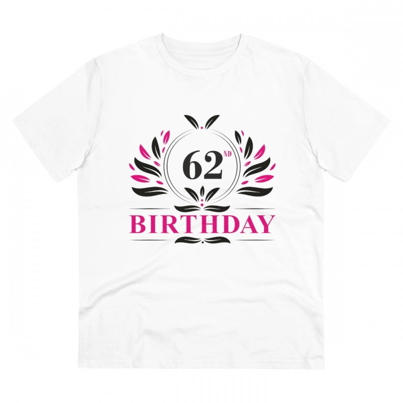Mayawye Men's PC Cotton 62nd Birthday Printed T Shirt (Color: White, Thread Count: 180GSM)