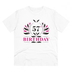 Mayawye Men's PC Cotton 57th Birthday Printed T Shirt (Color: White, Thread Count: 180GSM)
