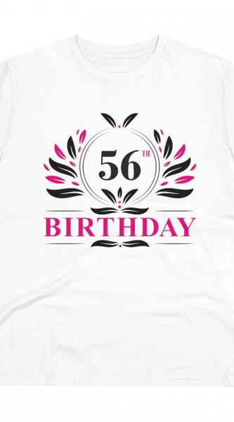 Mayawye Men's PC Cotton 56th Birthday Printed T Shirt (Color: White, Thread Count: 180GSM)