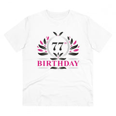 Mayawye Men's PC Cotton 77th Birthday Printed T Shirt (Color: White, Thread Count: 180GSM)