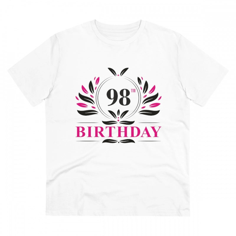 Mayawye Men's PC Cotton 98th Birthday Printed T Shirt (Color: White, Thread Count: 180GSM)