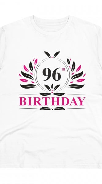 Mayawye Men's PC Cotton 96th Birthday Printed T Shirt (Color: White, Thread Count: 180GSM)