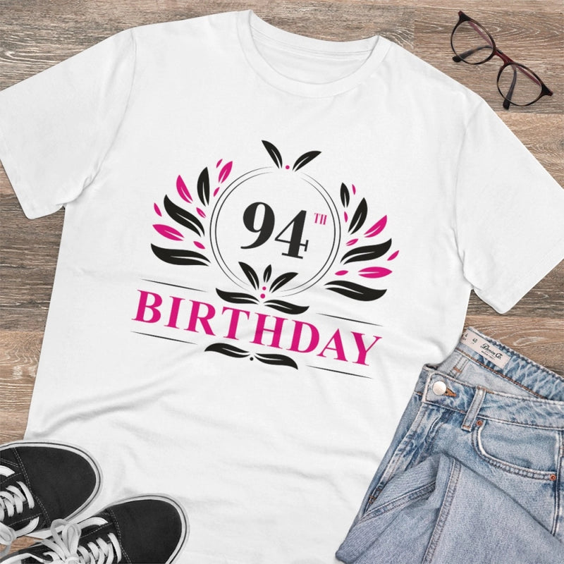 Mayawye Men's PC Cotton 94th Birthday Printed T Shirt (Color: White, Thread Count: 180GSM)