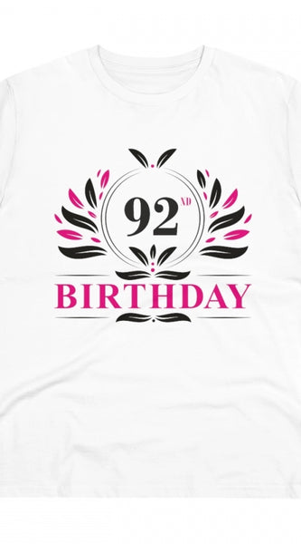 Mayawye Men's PC Cotton 92nd Birthday Printed T Shirt (Color: White, Thread Count: 180GSM)