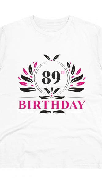 Mayawye Men's PC Cotton 89th Birthday Printed T Shirt (Color: White, Thread Count: 180GSM)