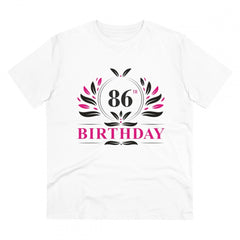 Mayawye Men's PC Cotton 86th Birthday Printed T Shirt (Color: White, Thread Count: 180GSM)