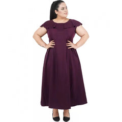 Mayawye Women's Fit And Flare Purple Dress (Color:Purple, Material:Polyester)