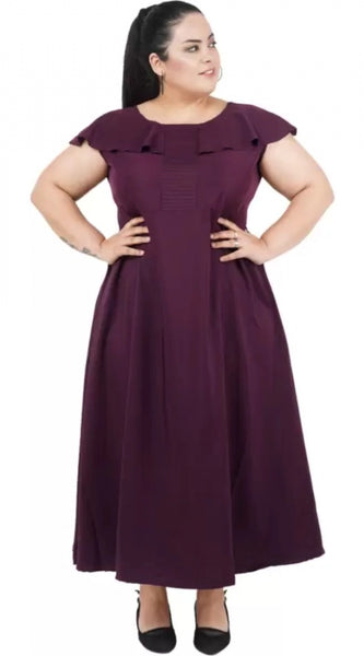 Mayawye Women's Fit And Flare Purple Dress (Color:Purple, Material:Polyester)