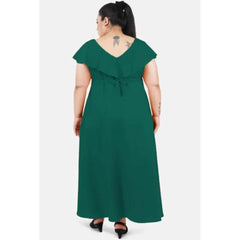 Mayawye Women's Fit And Flare Green Dress (Color:Green, Material:Polyester)