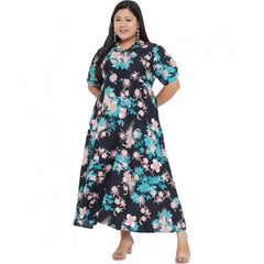 Mayawye Women's Fit And Flare Green Dress (Color:Multicolor, Material:Polyester)