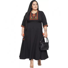 Mayawye Women's Fit And Flare Black Dress (Color:Black, Material:Polyester)