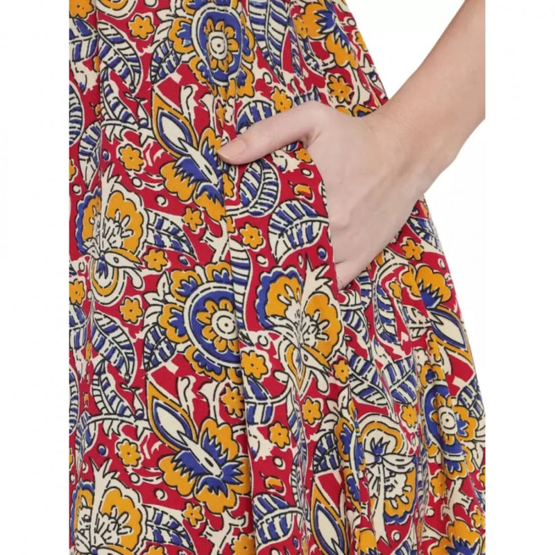 Mayawye Women's Fit And Flare Maroon Dress (Color:Maroon, Material:Polyester)