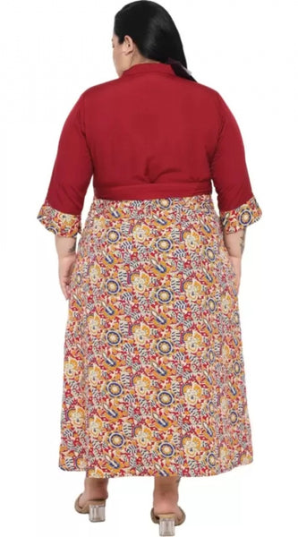 Mayawye Women's Fit And Flare Maroon Dress (Color:Maroon, Material:Polyester)