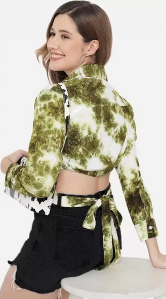 Mayawye Women's Casual Printed Green Top (Color:Green, Material:Rayon)