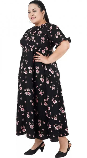 Mayawye Women's Maxi Black Dress (Color:Black, Material:Poly Crepe)