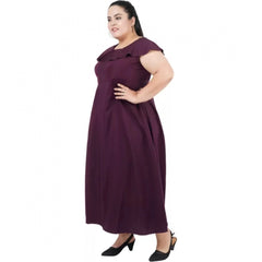 Mayawye Women's Fit And Flare Purple Dress (Color:Purple, Material:Polyester)