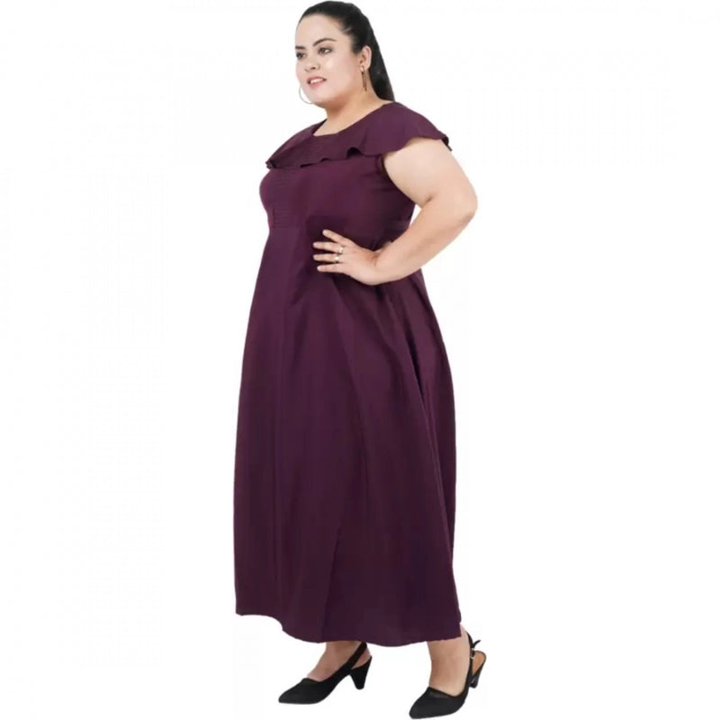 Mayawye Women's Fit And Flare Purple Dress (Color:Purple, Material:Polyester)