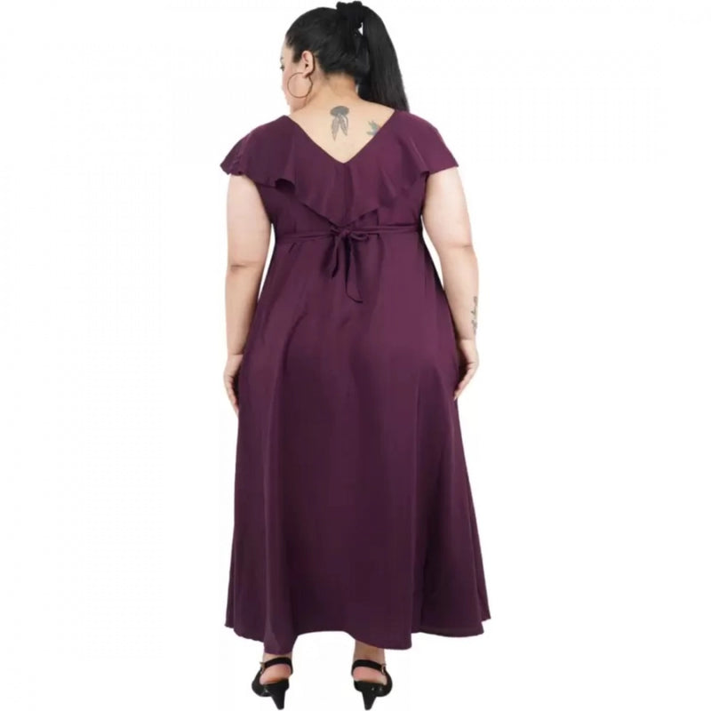 Mayawye Women's Fit And Flare Purple Dress (Color:Purple, Material:Polyester)