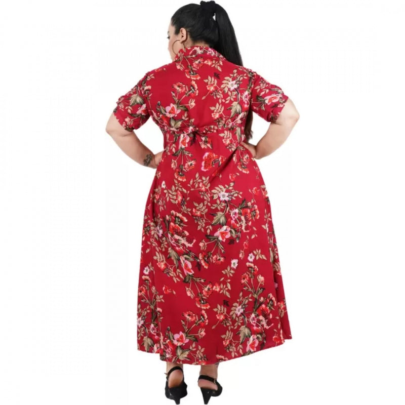 Mayawye Women's Fit And Flare Maroon Dress (Color:Maroon, Material:Polyester)
