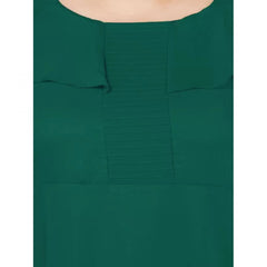 Mayawye Women's Fit And Flare Green Dress (Color:Green, Material:Polyester)