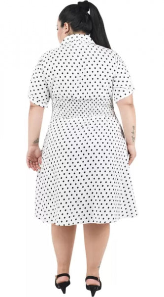 Mayawye Women's Cinched Waist White Dress (Color:White, Material:Poly Crepe)