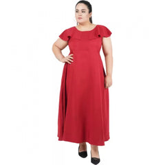 Mayawye Women's Fit And Flare Maroon Dress (Color:Maroon, Material:Polyester)