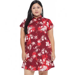 Mayawye Women's Shirt Maroon Dress (Color:Maroon, Material:Polyester)