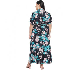 Mayawye Women's Fit And Flare Green Dress (Color:Multicolor, Material:Polyester)