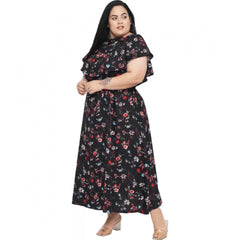 Mayawye Women's Fit And Flare Black Dress (Color:Black, Material:Polyester)