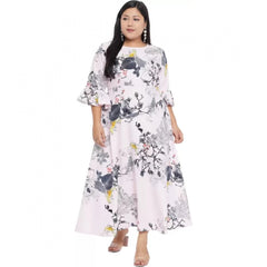 Mayawye Women's Fit And Flare White Dress (Color:White, Material:Polyester)