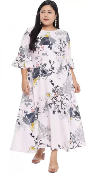 Mayawye Women's Fit And Flare White Dress (Color:White, Material:Polyester)
