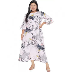 Mayawye Women's Fit And Flare White Dress (Color:White, Material:Polyester)
