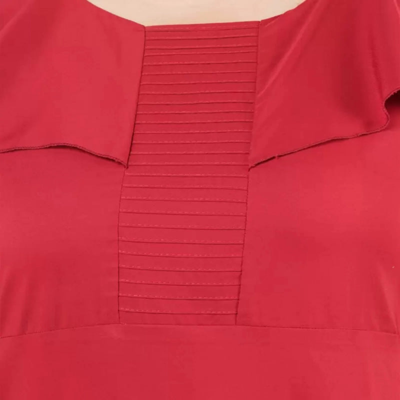 Mayawye Women's Fit And Flare Maroon Dress (Color:Maroon, Material:Polyester)