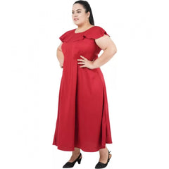 Mayawye Women's Fit And Flare Maroon Dress (Color:Maroon, Material:Polyester)