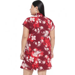 Mayawye Women's Shirt Maroon Dress (Color:Maroon, Material:Polyester)