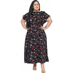 Mayawye Women's Fit And Flare Black Dress (Color:Black, Material:Polyester)