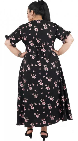 Mayawye Women's Maxi Black Dress (Color:Black, Material:Poly Crepe)