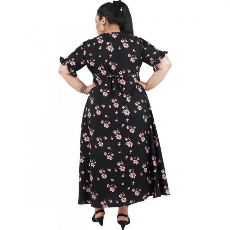 Mayawye Women's Maxi Black Dress (Color:Black, Material:Poly Crepe)