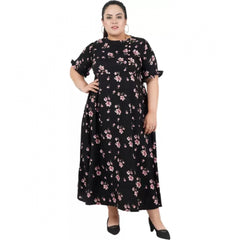 Mayawye Women's Maxi Black Dress (Color:Black, Material:Poly Crepe)