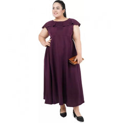 Mayawye Women's Fit And Flare Purple Dress (Color:Purple, Material:Polyester)