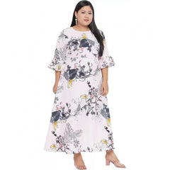 Mayawye Women's Fit And Flare White Dress (Color:White, Material:Polyester)