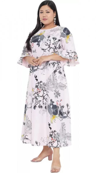 Mayawye Women's Fit And Flare White Dress (Color:White, Material:Polyester)