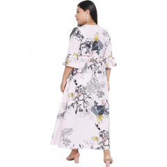 Mayawye Women's Fit And Flare White Dress (Color:White, Material:Polyester)